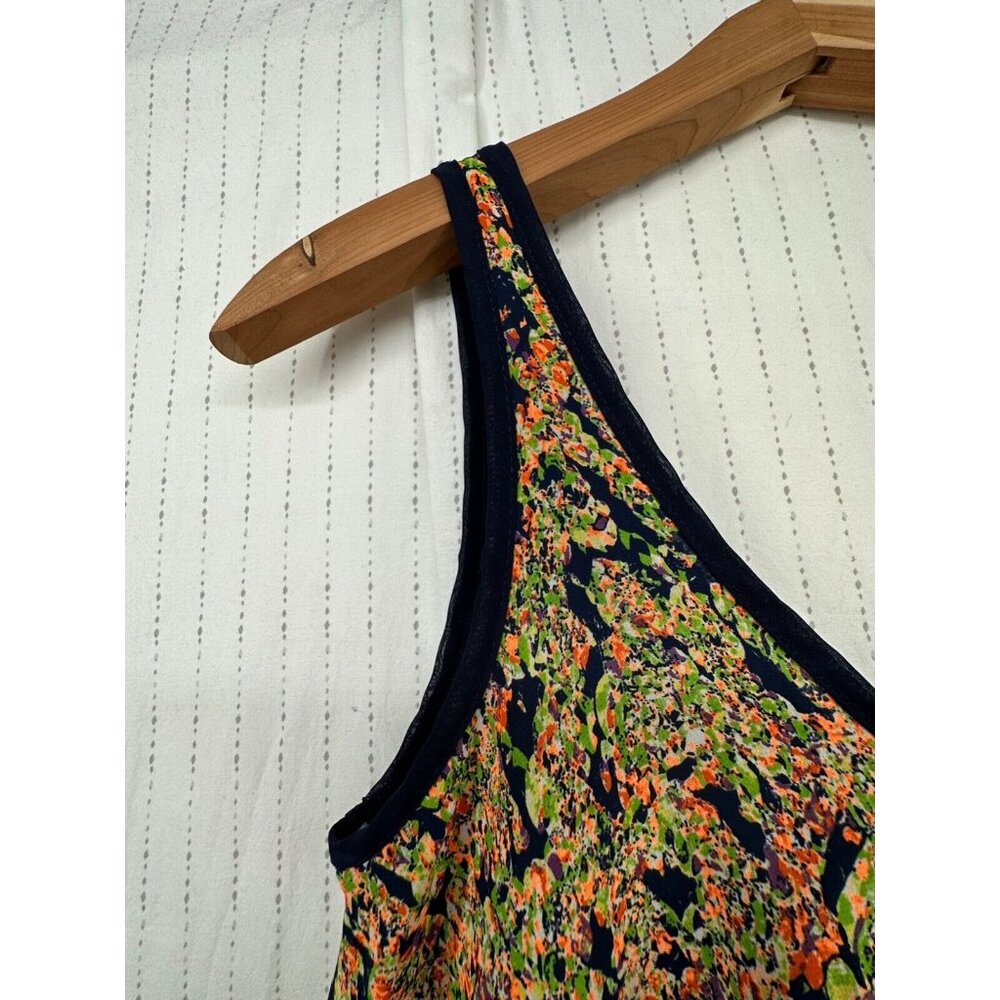 Olive Tree Womens Top Sz S Navy Floral Slvless Cropped Tank Modern Flirty Casual - Picture 5 of 9